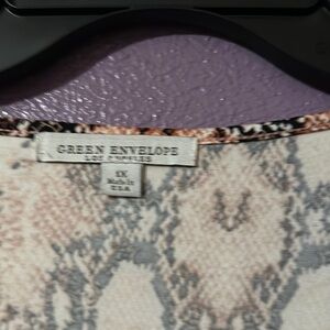 Green Envelope Beige and Gray Snake Print Blouse